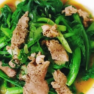 cải ngồng xào bò